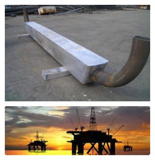 Alta resistência à corrosão Anodo de alumínio para água do mar e estruturas offshore Anodo de tanque de lastro de alumínio usado para prevenir a corrosão de estruturas de aço em água do mar e água salobra